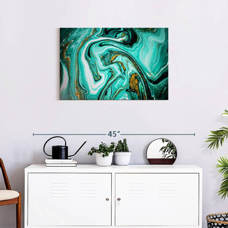 Avery Teal Marble Abstract, 20" H x 30" W