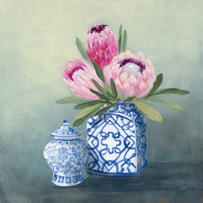 Protea Chinoiserie II 1 Piece Wrapped Canvas Painting