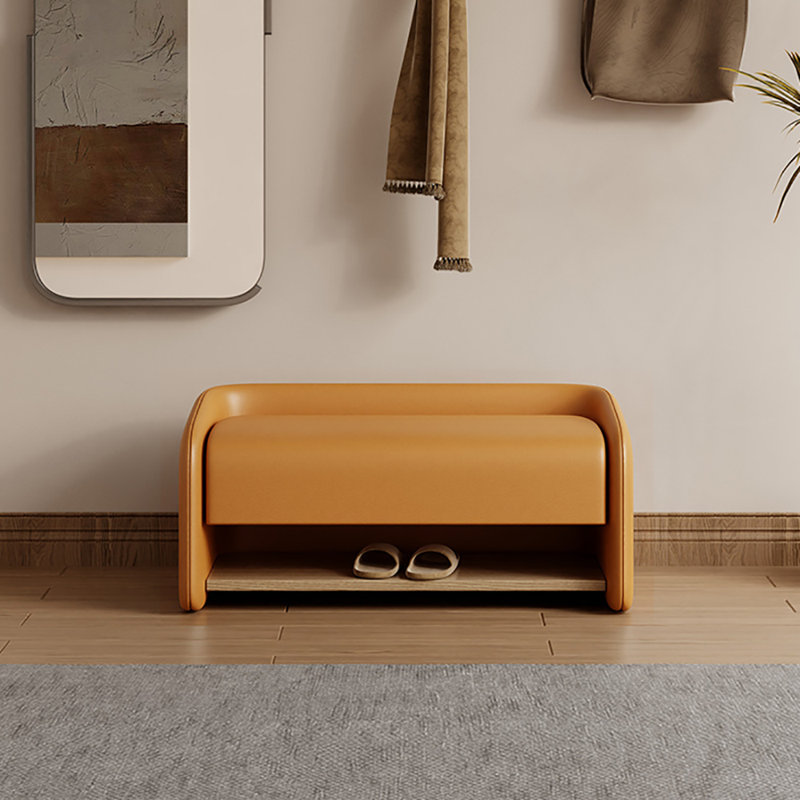31.5in Shoe Changing Stool Shoe Storage Stool, Orange