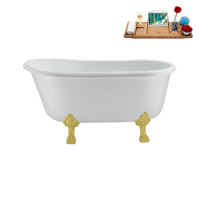 57.5'' x 29.5'' Freestanding Soaking Acrylic Bathtub