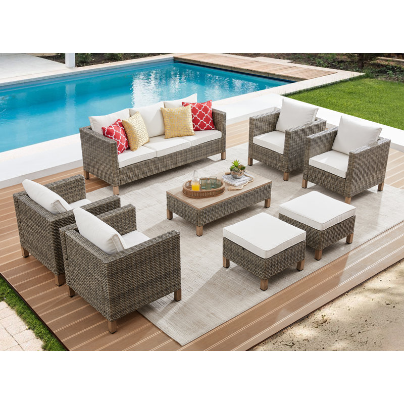 Duponta 8 Piece Sectional Seating Group with Cushions, Beige
