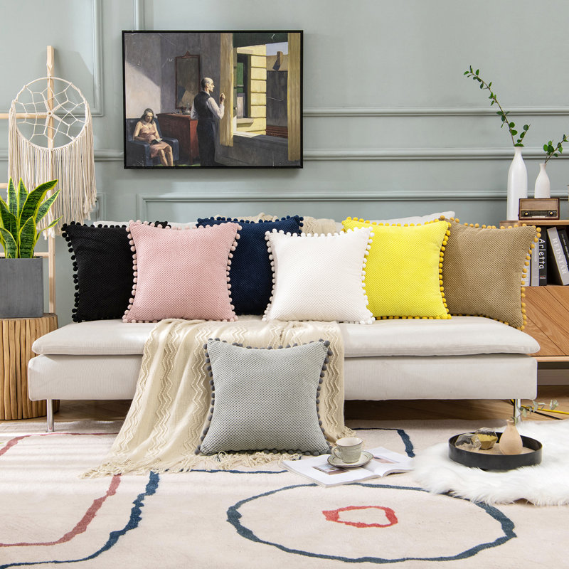  Coussin décoratif, Housse de coussin seulement - sans coussin, Noir
