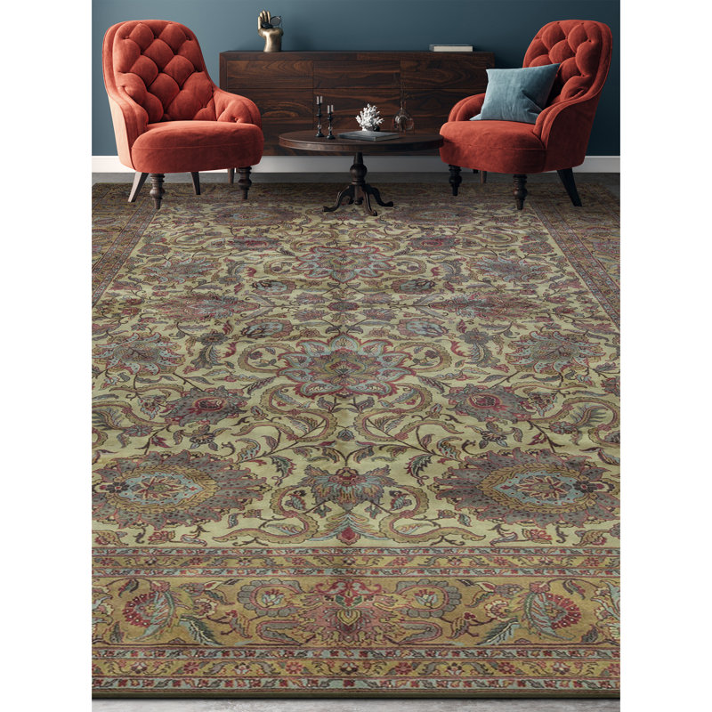 Crown One-of-a-Kind Rectangle 12' X 18'2" Before 1900 Wool Area Rug in Beige/Red/Blue