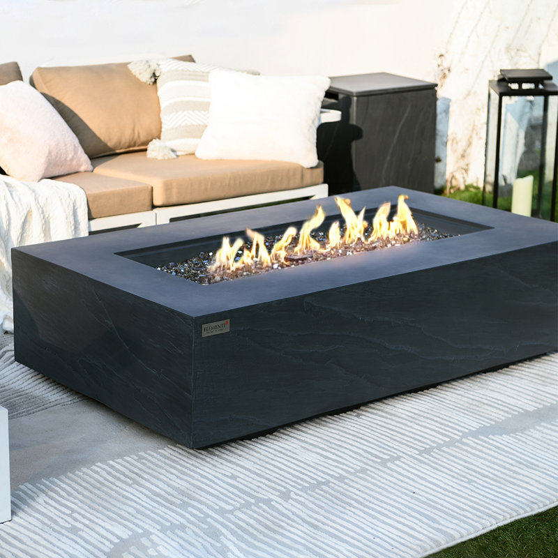 Rectangle Concrete Smokeless Fire Pit Table, Natural Gas