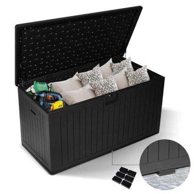 Jaxenor Outdoor Storage Box Waterproof, Extra Large Plastic Outside Deck Box Weatherproof, Resin Pat