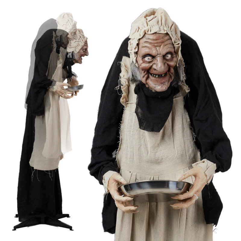 Décorations d'extérieur parlant avec commande vocale 5M Grandma Halloween