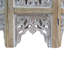Table d'appoint décorative, plateau rond de 24 po, motifs floraux découpés en bois de manguier, blanc délavé