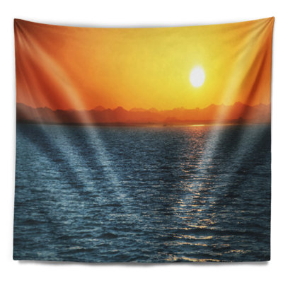 Tapisserie «Seashore Beautiful River View at Sunset»