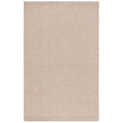 Abstract Hand Tufted Wool/Cotton Solid Color Rug in Light Brown