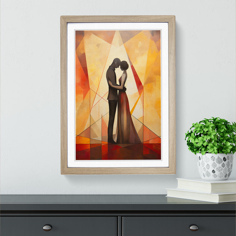 XYZ-FRM-V1223-4386 Lovers Geometric No.2 1 Piece Single Picture Frame Wall Art, 46cm H x 34cm W x 2cm D, Oak