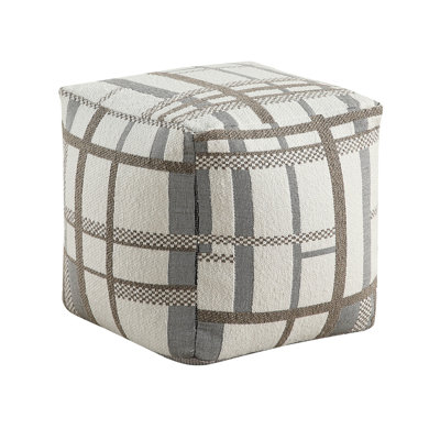 Square Pouf Multi-Color Jacquard Fabric Upholstery Modern Ottoman