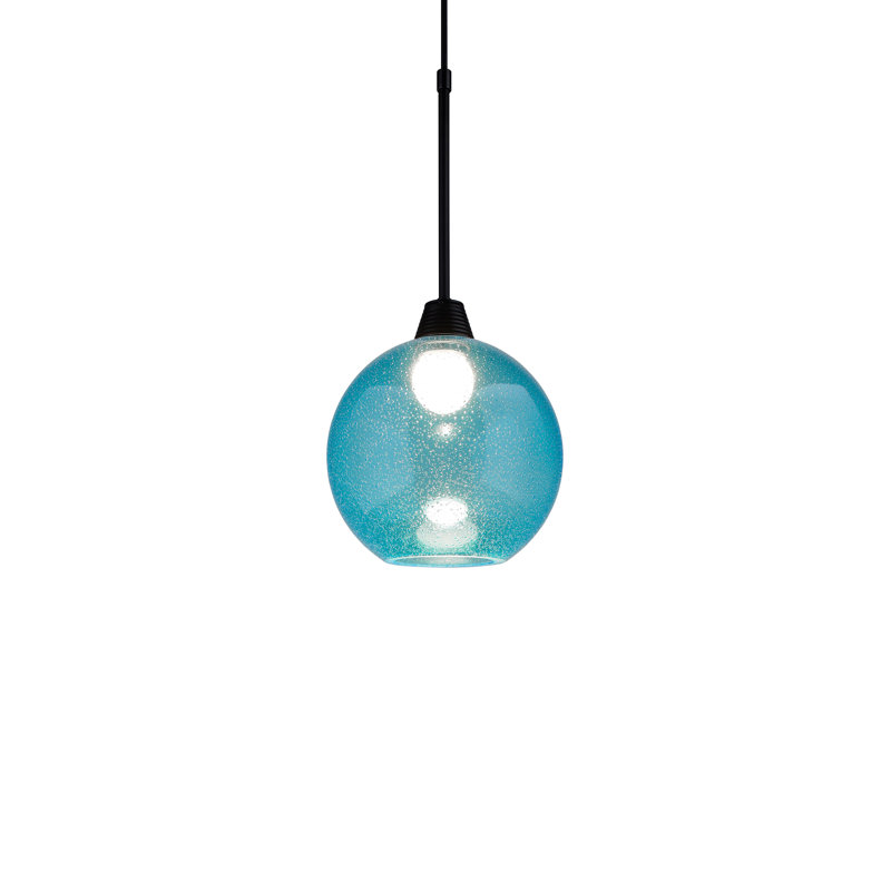 Mini-luminaire suspendu 1 lumière Bobo 3, Aigue-marine, Noir