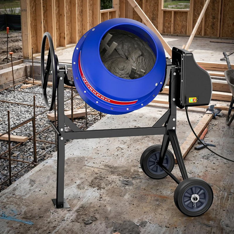 4.6 Cu.Ft. Electric Cement Mixer, 600W Portable Concrete Mixer