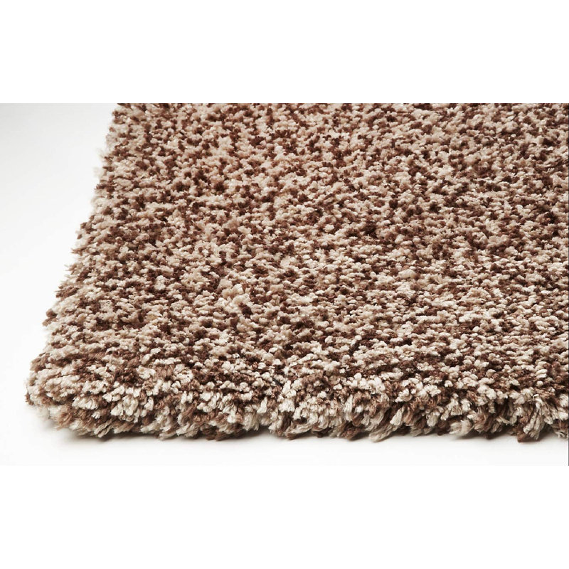 Tapis brun uni en polyester uni tissé à la main 7 pi 6 po x 9 pi 6 po