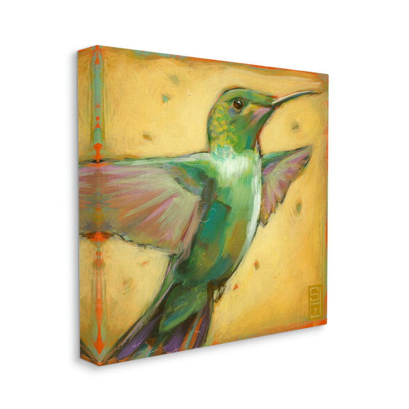 «Flying Hummingbird», peinture sur toile par Stacy Daguiar, H 24 po x l 24 po x P 1,5 po