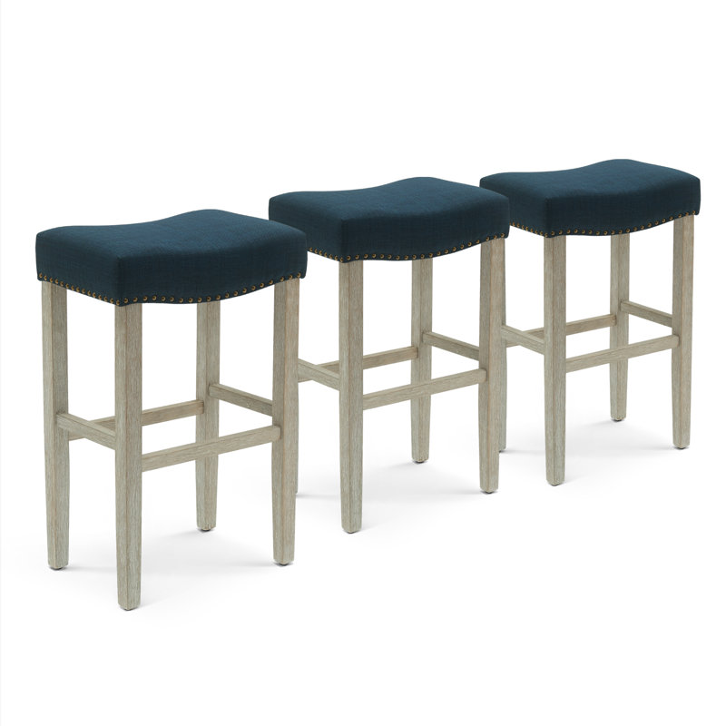 Tabouret Jameson, Tissu bleu marine / structure grise, Tabouret de bar (siège d'une hauteur de 29 po)