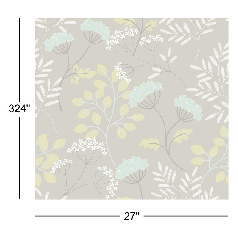 Rouleau de papier peint floral Sorrel, gris