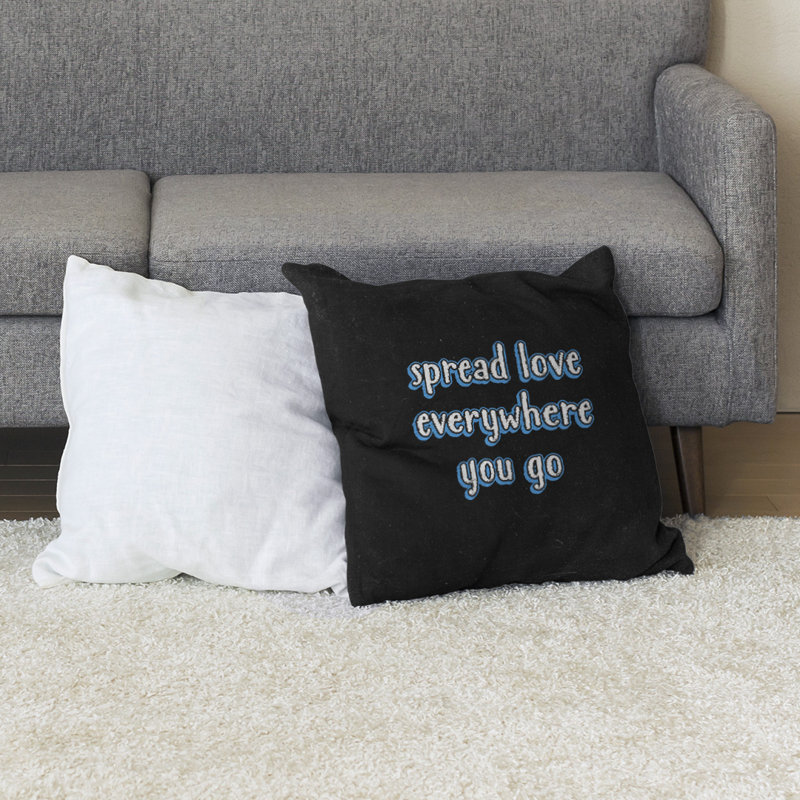 Coussin de sol à motif d’amour spread, H 28 po x l 28 po, Bleu