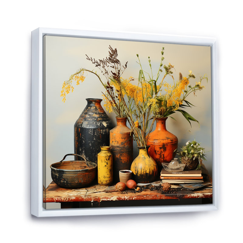 Art mural jaune Boho, H 30 po x l 30 po x P 1,5 po, Cadre flottant blanc