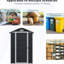 Remise de rangement pour l'extérieur en plastique noir 4 pi x 6 pi avec plancher, métal renforcé, bouches d'aération, fenêtre latérale, porte verrouillable pour ranger les outils de jardinage, conception renforcée, équipement de pelouse