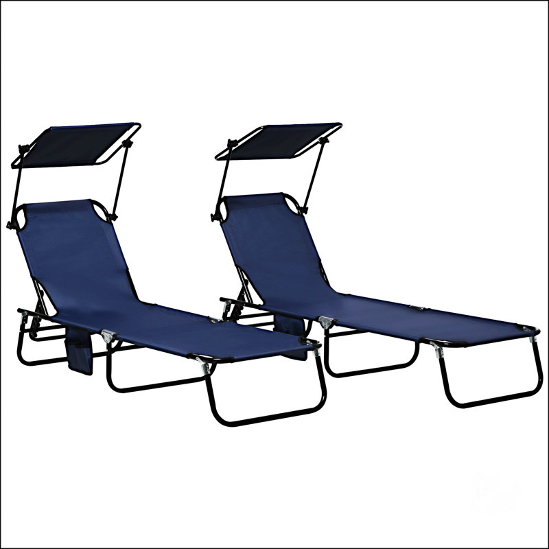 Chaises longues pliantes pour piscine, Bleu foncé