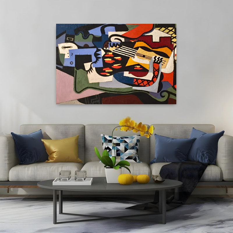 Cubiste, joueur de guitare, H 40 po x l 60 po