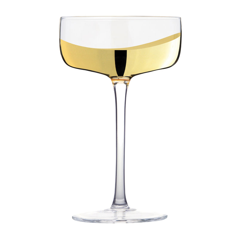 Wave Champagne Coupes, Gold/Clear