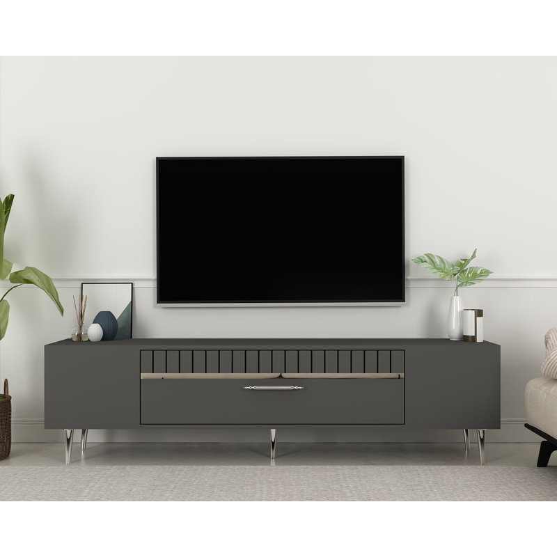 Meuble télé Catena, Gris / argent 