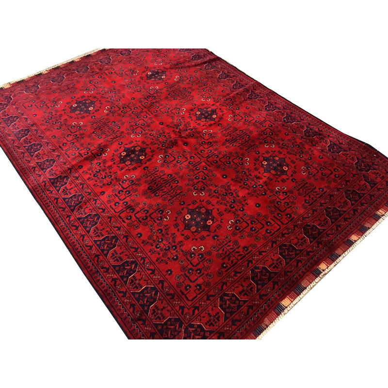 Hand-Knotted High-Quality Red Area Rug, Rectangle 4'9" x 6'5"