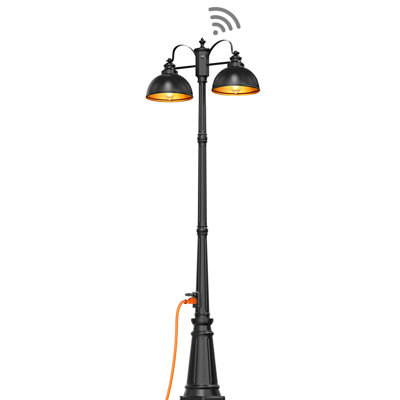 Outdoor Lamp Post Light With Built-In Outlet, Dusk-To-Dawn Sensor, E26 Socket
