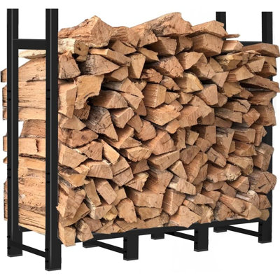 Support de support de bois de feu réglable robuste de 4 pi pour le rangement de bûches de foyer d'extérieur