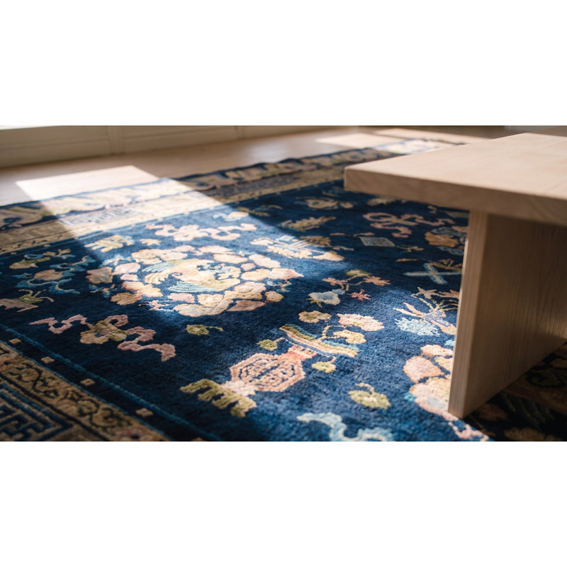 Tapis de couleur antique bleu marine chinois