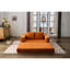 Lit d'appoint en chenille orange - base pliable, revêtement, lit escamotable amovible de style rétro, coussin moelleux pour le confort