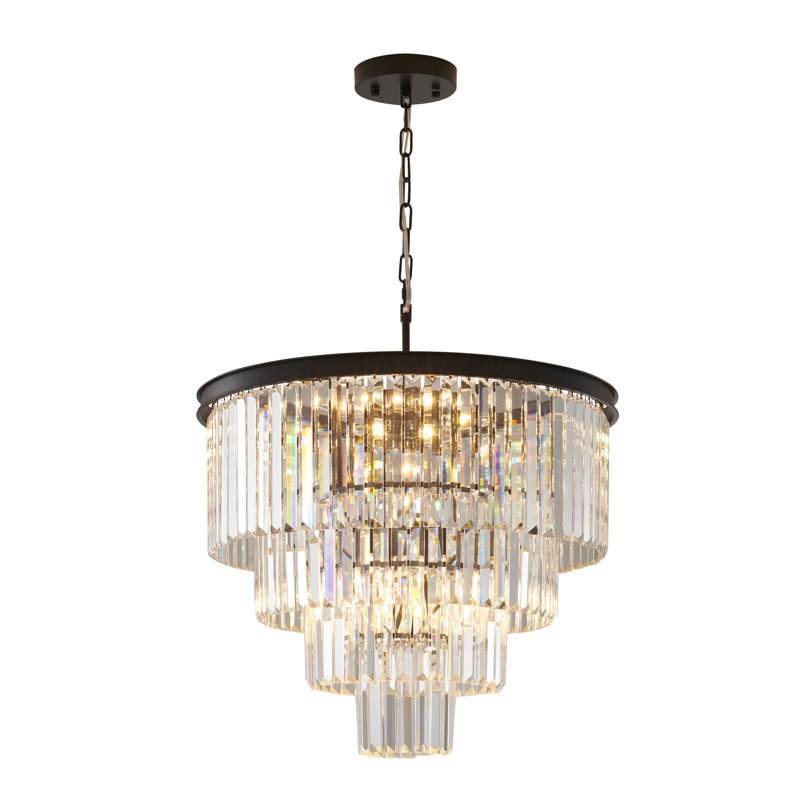 Lustre en cristal 4 lumières Transitional, Noir