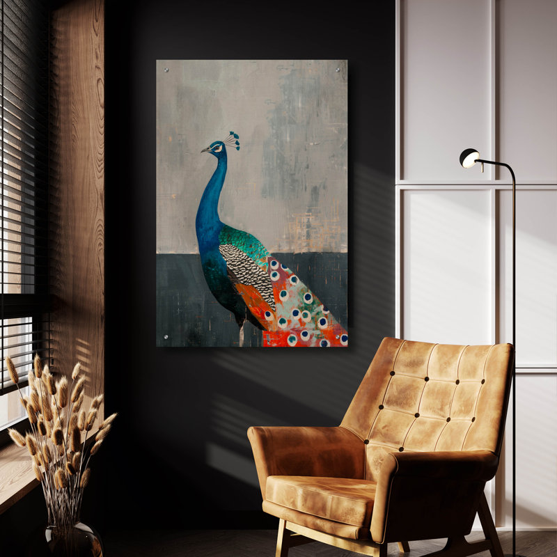 «Peacock» par Svetlana Aleynikova, art mural en verre acrylique, H 36 po x l 24 po x P 0,2 po