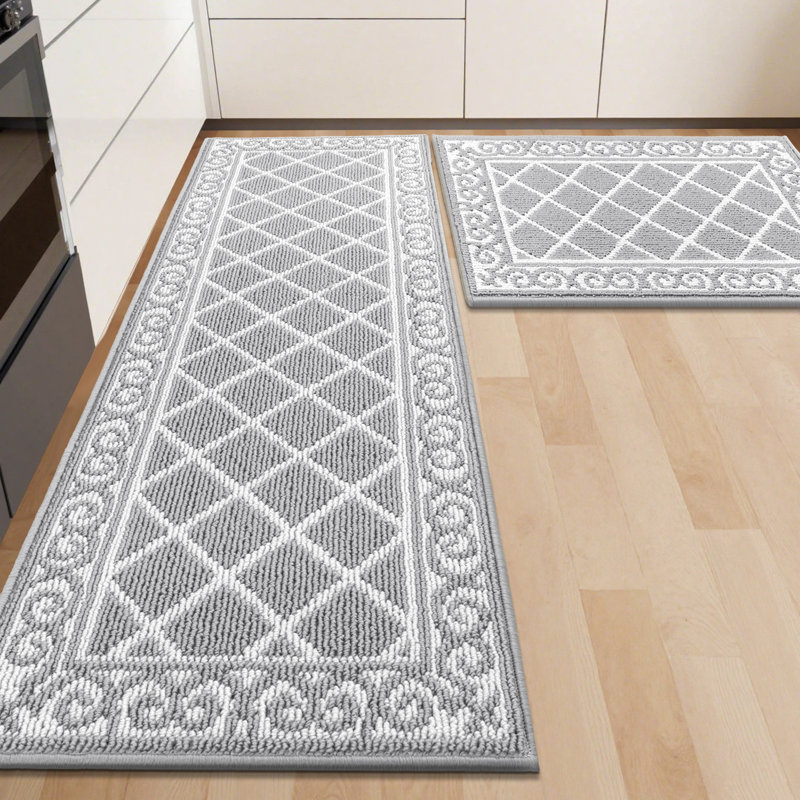 Tapis de cuisine lavable antidérapant Betio (ensemble de 2), Gris