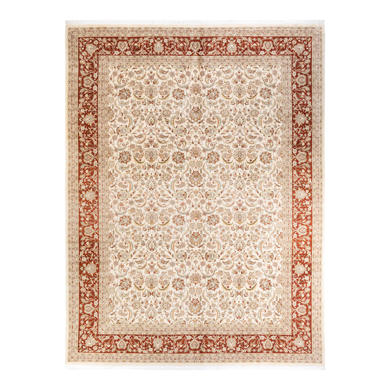 Hayner One-of-a-Kind Hand-Knotted New Age 9'2" x 12'2" Wool Area Rug in Ivory/Orange
