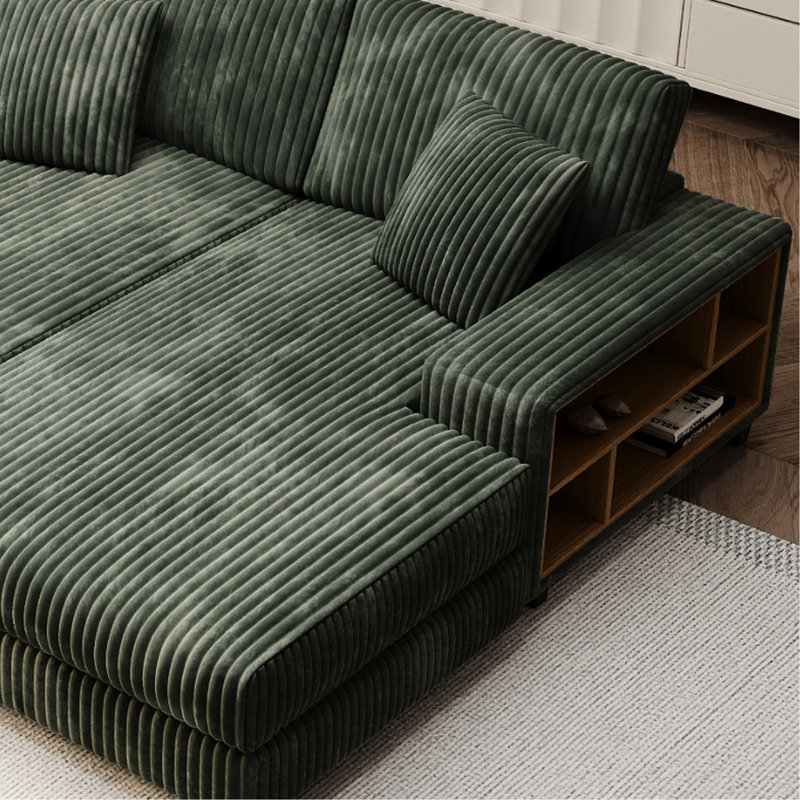 Surface en tissu de velours côtelé, canapé modulaire surdimensionné à texture chaleureuse et bois massif, fauteuil double moelleux, fabrication de piqûre convertible, pour la pièce