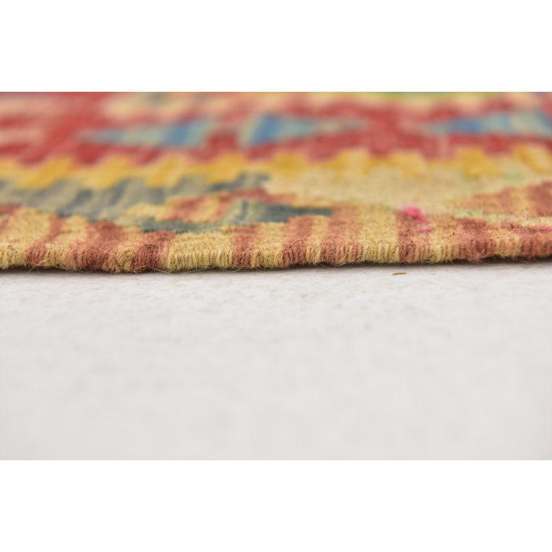 Tapis à main one-of-kind-noué la bleu/rouge 3 pi 4 po x 6 pi zone de laine 6 po Lorain