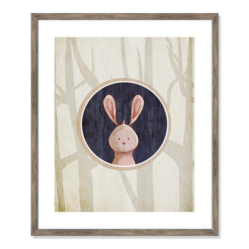 «Juvenile Forest Animals», impression sur papier, H 24,5 po x l 20,5 po x P 1,18 po, Encadré de boîte de grange gris