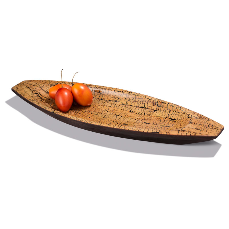 Handmade Decorative Bowl, Wood/Shiplap, Brown/Black/Tan