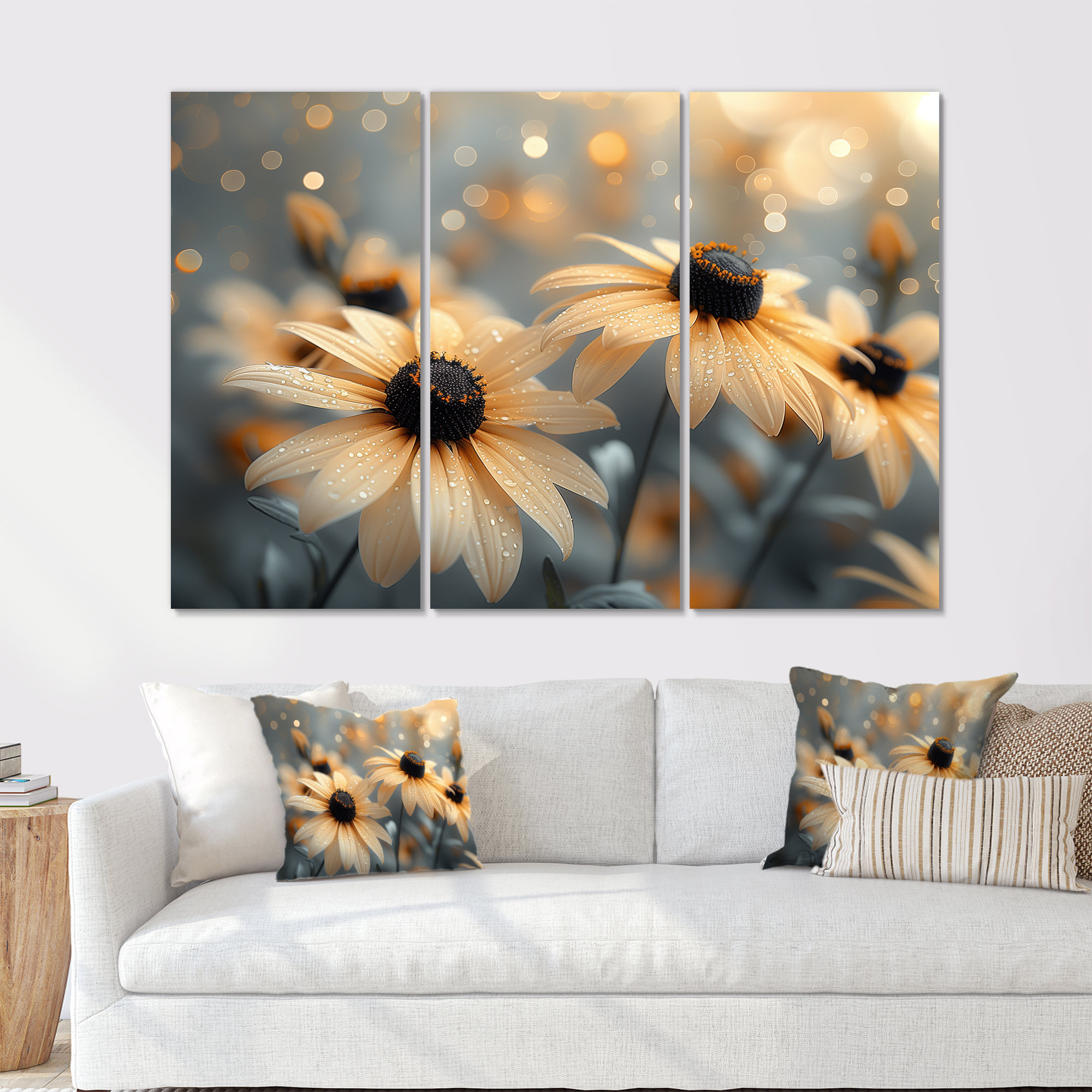 Latitude Run® Monochrome Daisies Flowers In Foggy Field I - Daisies ...
