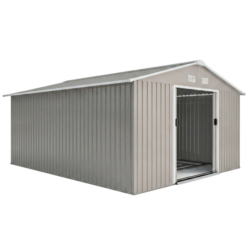 Jermone 13 ft. W x 11 ft. D Metal Flat Tool Shed