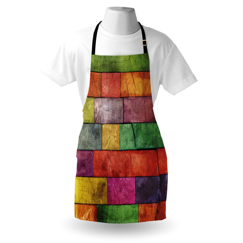 Multicolore East Urban Home, tablier abstrait unisexe, Rainbow Timber Art, taille adulte