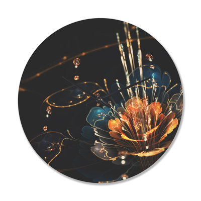 Horloge murale fleur avec gouttes d'eau