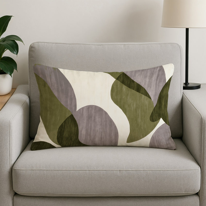 Coussin décoratif intérieur et extérieur gris aquarelle, Gris abstrait 46, Rectangle H 25 po x l 18 po