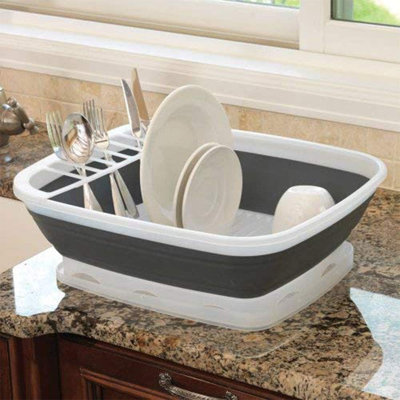 Collapsible Dish Rack With Drain Board, Space-Saving Design For Rv Sink, Camping, Small Kitchens