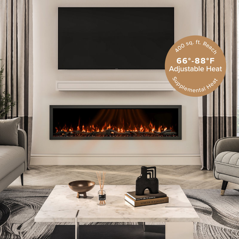 Modern Ember Highmark Smart Linear Electric Fireplace - 10 Different Flame Colors, Works With Alexa And Google Assistant