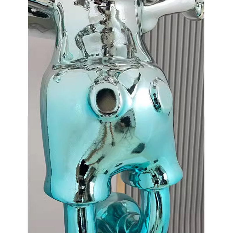 38.58" Blue+Silver Resin+Marble Decorative Objects