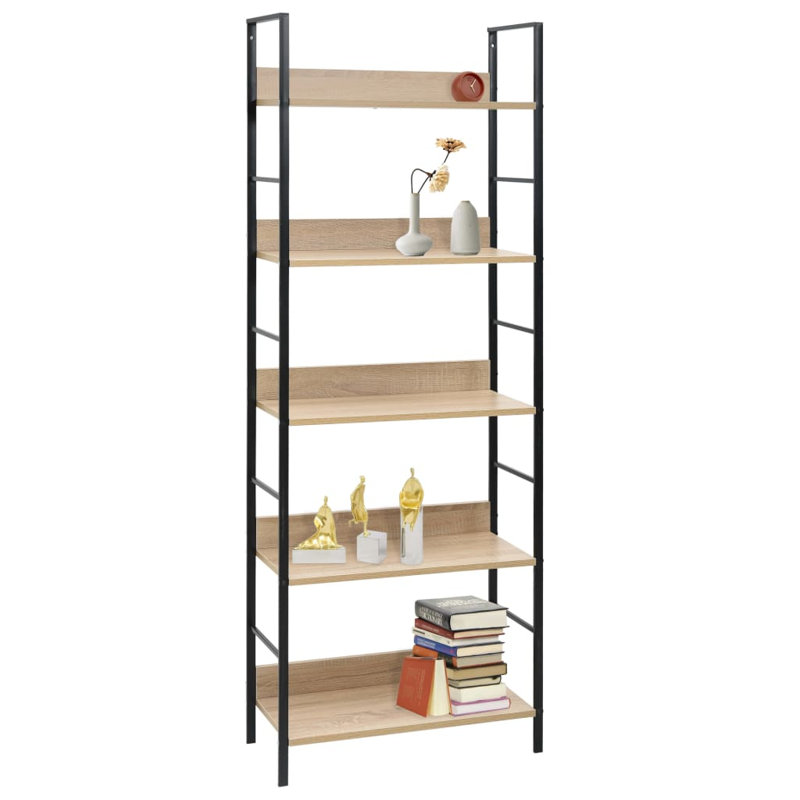 Gregory 158.5cm H x 27.6cm W Standard Bookcase, Black, Oak